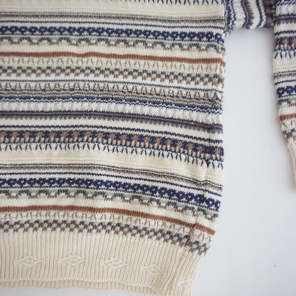 Vintage Florence Tricot Cream Cotton Knit Sweater Cabincore Old Money Retro XL - Picture 5 of 10
